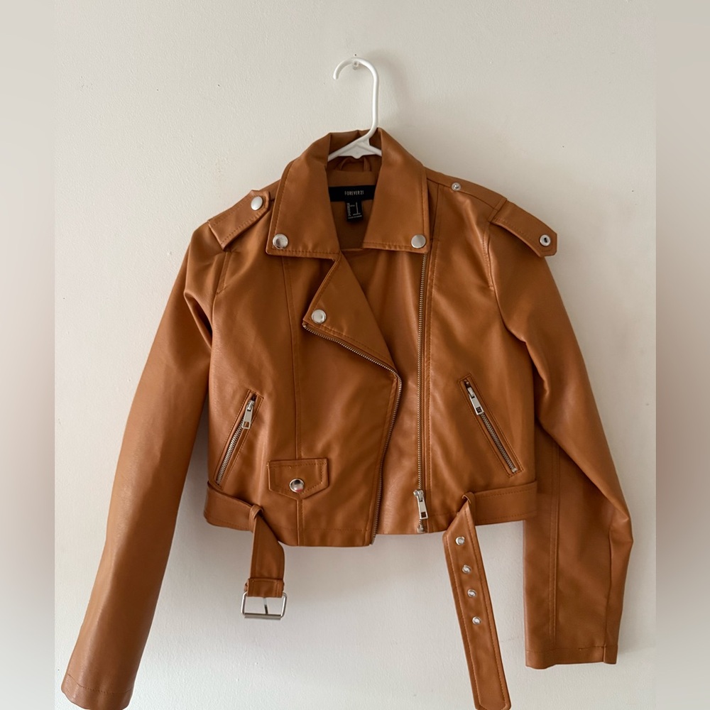 Brown Belted Leather Jacket